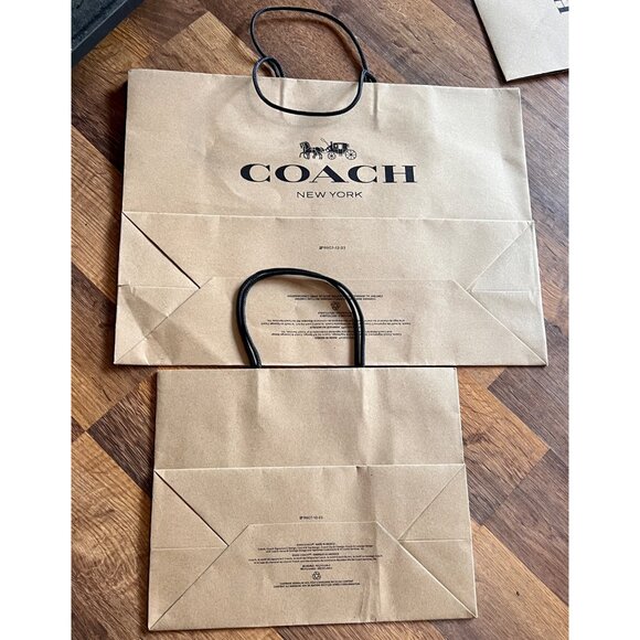 Coach New York Branded Paper Shopping Bags With Black Rope Handles - Large & Sma - Picture 2 of 2